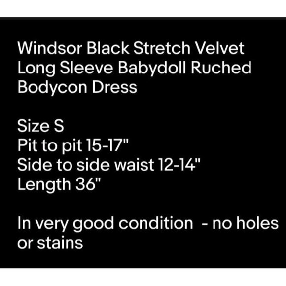 Black Stretch Velvet Long Sleeve Babydoll Ruched Bodycon Dress Witchy Vamp Sz S - Picture 7 of 7